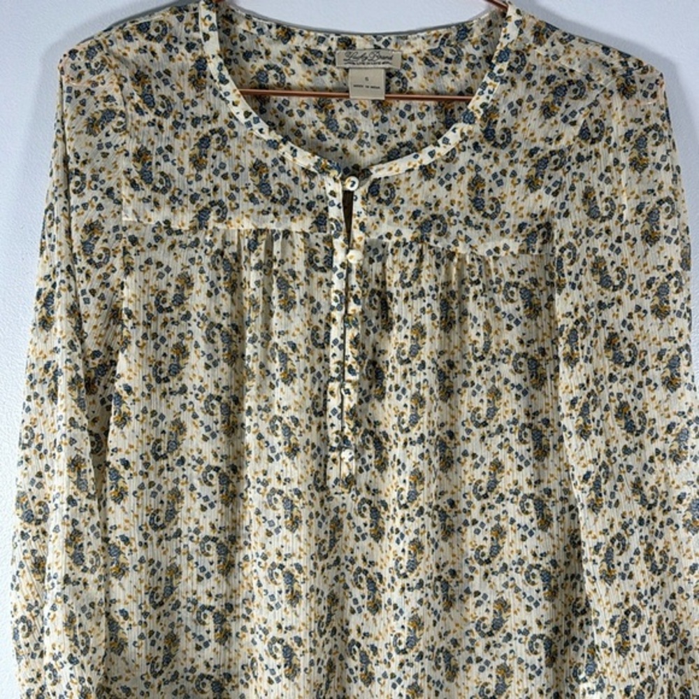 Lucky Brand Women's Peasant Paisley Cream Cottage Blouse Size Small